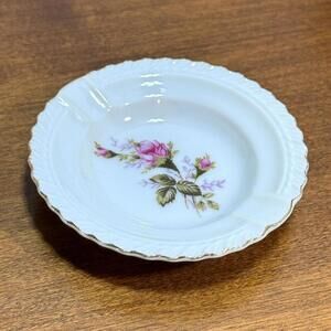 Vintage Petite Ashtray with Rose Gold Edge Japan 3.75" diameter